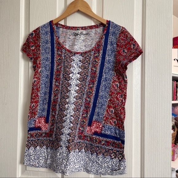 LUCKY Brand Boho Tee Summer Top Short Sleeve Small - Picture 2 of 7